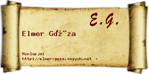 Elmer Géza névjegykártya